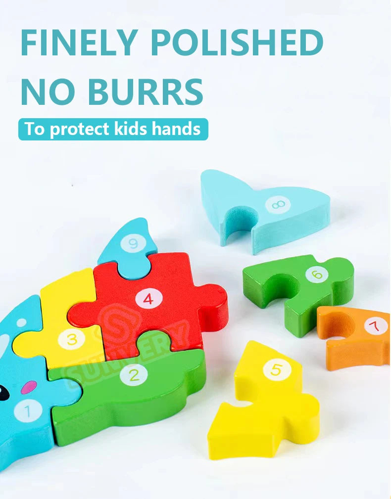 Puzzles en bois Montessori pour enfants, jouets Montessori pour tout-petits de 2 3 4 5 ans, Puzzle 3D, jouet éducatif dinosaure