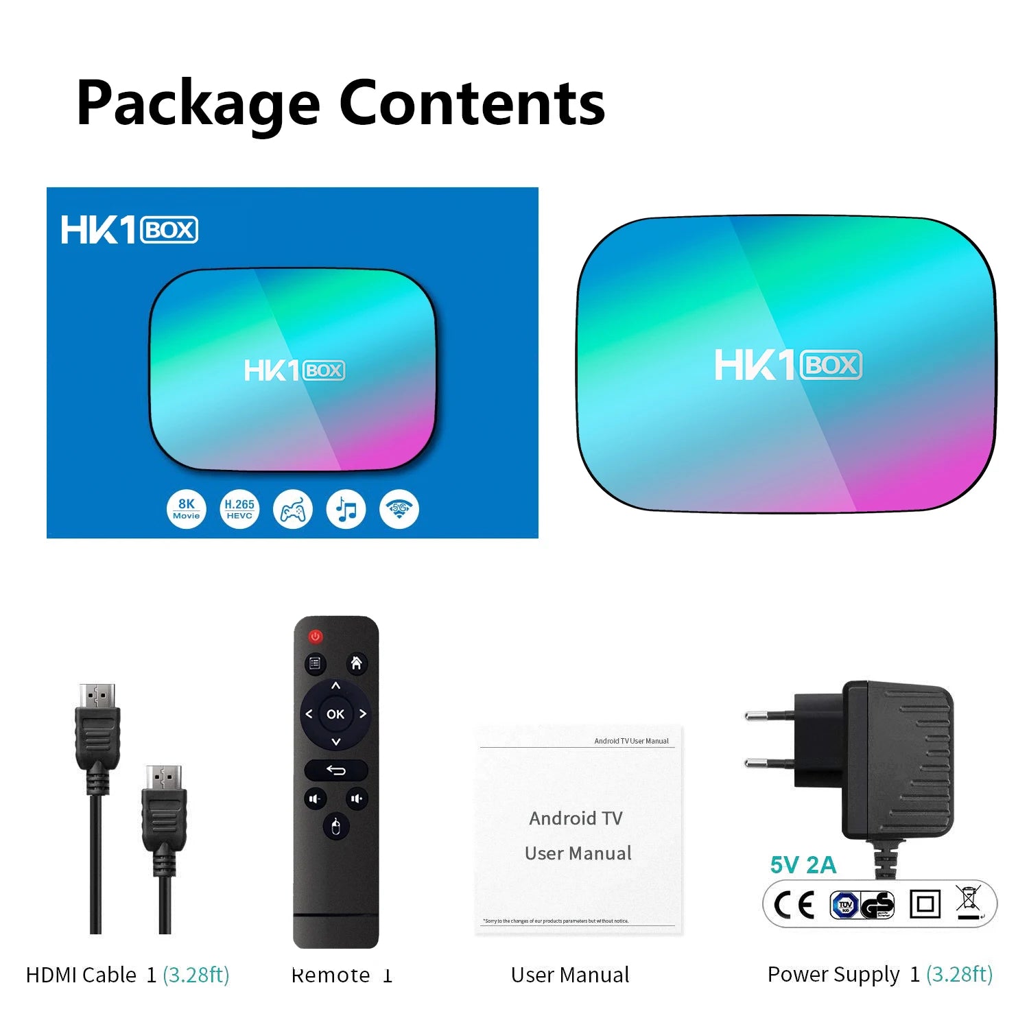 Boîtier TV intelligent Android 9.0 4K 100m 1080P HK1 boîtier amlogic S905X3 double WiFi 4GB RAM 32GB 64GB ROM HK1BOX décodeur
