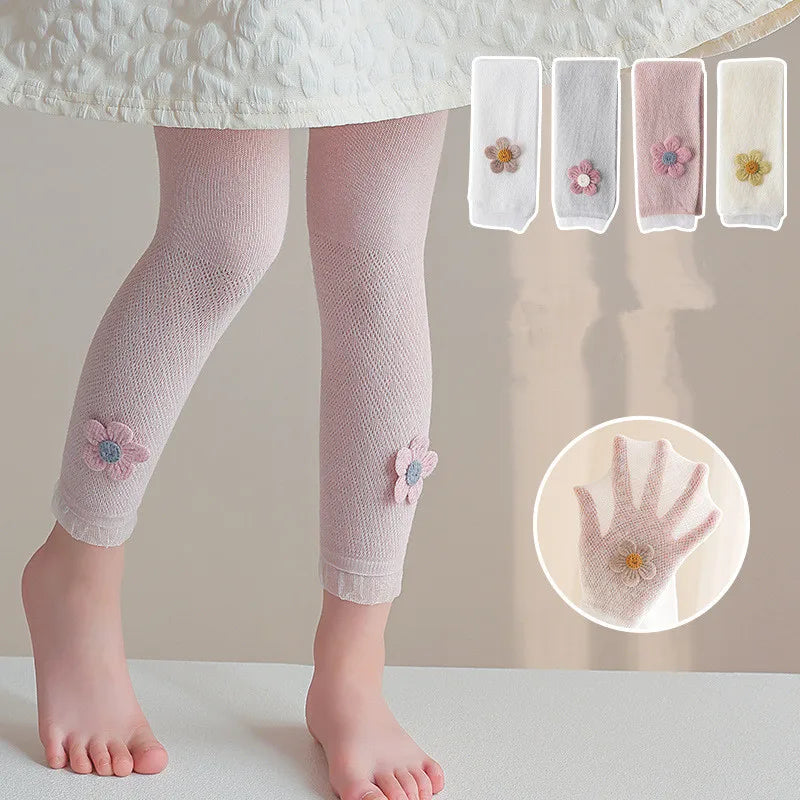 Leggings pour filles, pantalons ajourés pour enfants, vêtements d'été pour enfants, pantalons crayon à fleurs, Style coréen
