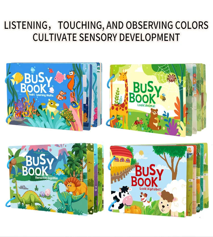 Livre occupé pour les tout-petits âgés de 2 à 6 ans, livre silencieux, activité d'apprentissage préscolaire, autocollant réutilisable et Velcro assorti Montessori Fine Mot