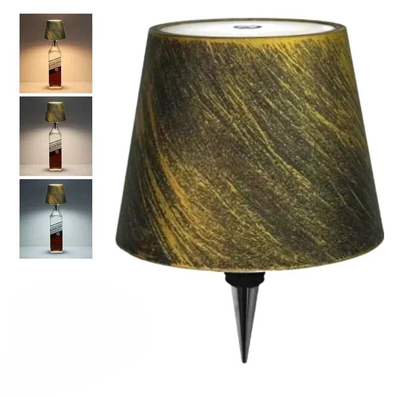 Wireless bottle-shaped table lamp, touch control, 3 colours, stepless dimming, night light suitable for bars.