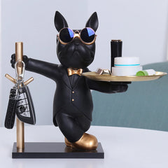 Sculpture de bouledogue français, Statue de chien, Figurine décorative, plateau de rangement en métal, pièce de monnaie, tirelire, clé d'entrée, porte-snack