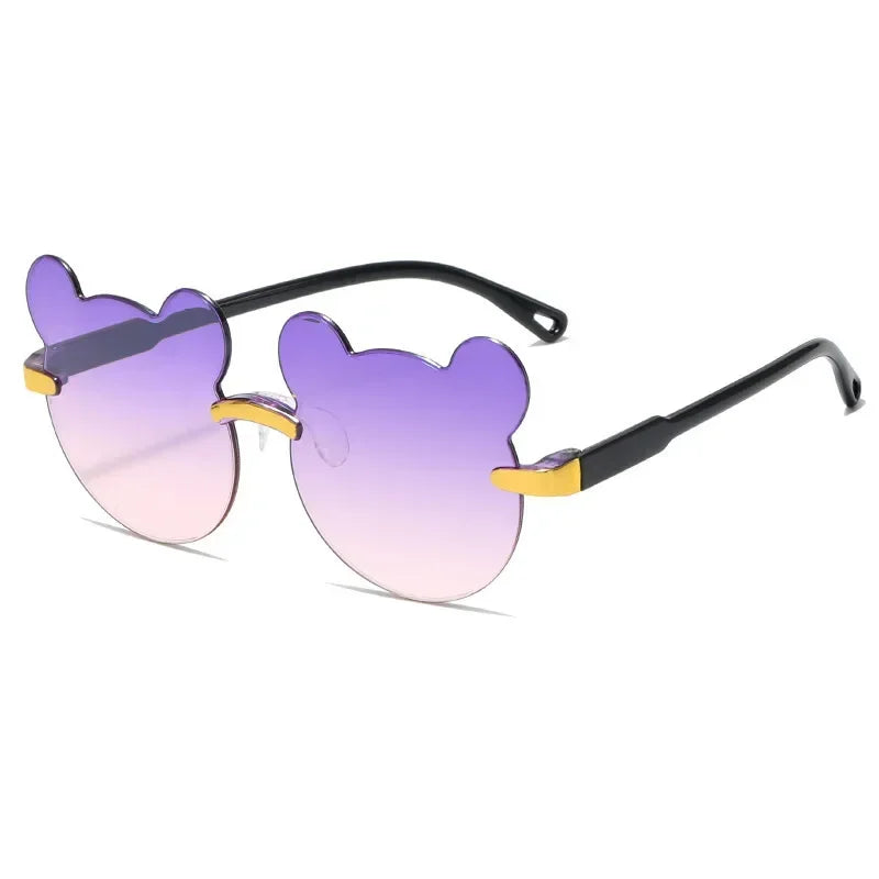 Lunettes de soleil pour enfants en forme d'ours lunettes pour enfants dessin animé sans monture UV400 lunettes pour enfants en plein air Anti-éblouissement filles garçons lunettes de soleil