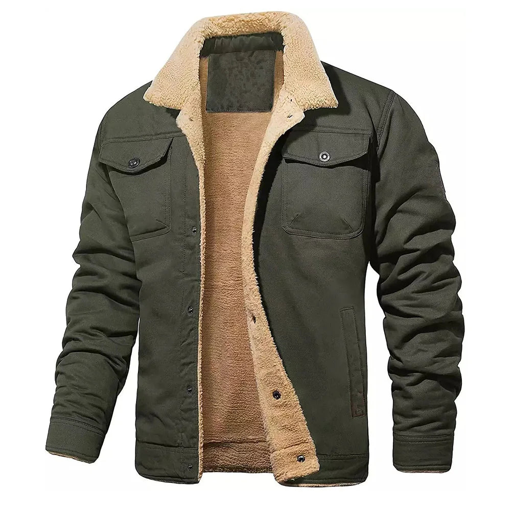 2025 mode veste polaire pour hommes couleur unie épais vêtements d'extérieur chauds hauts qualité automne hiver manteaux décontractés noir hommes vestes