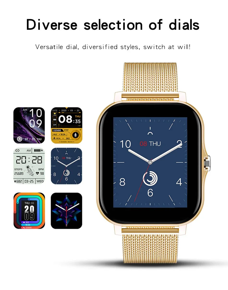Montre intelligente pour téléphone android. Écran couleur 1,44 pouces, entièrement tactile, appel Bluetooth, montre intelligente, charge magnétique