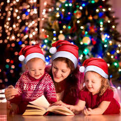 Chapeau de Noël rouge pour adultes et enfants, père Noël de dessin animé, arbre de Noël, articles de fête, cadeaux de Noël, décorations