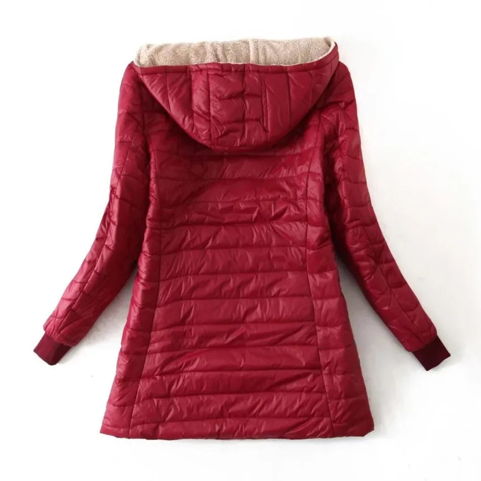 Nouveau en automne hiver manteau femme mode coréenne édition élégante à capuche droite Parkas chaud flanelle vestes pour femmes vêtements