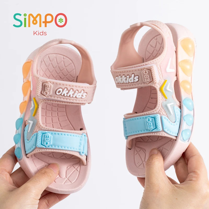 Sandales de Sport pour enfants, chaussures souples respirantes et résistantes à l'usure avec Velcro réglable, chaussures d'extérieur pour garçons et filles, été