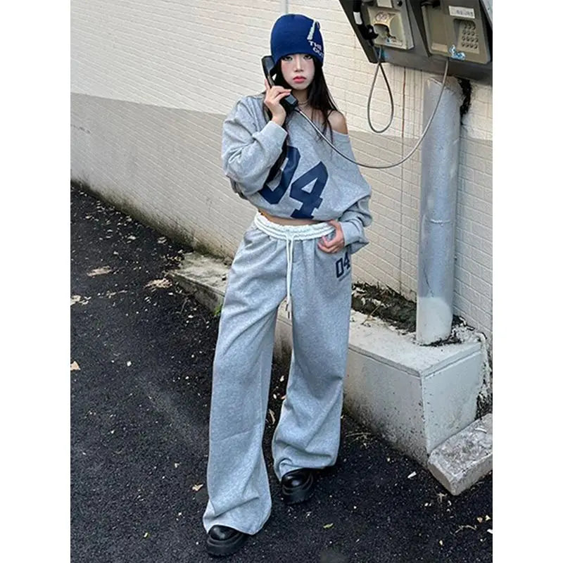 Pantalon de sport rétro pour femmes, mode américaine, Texture classique, taille haute et tombant, pantalons décontractés, amples, printemps été