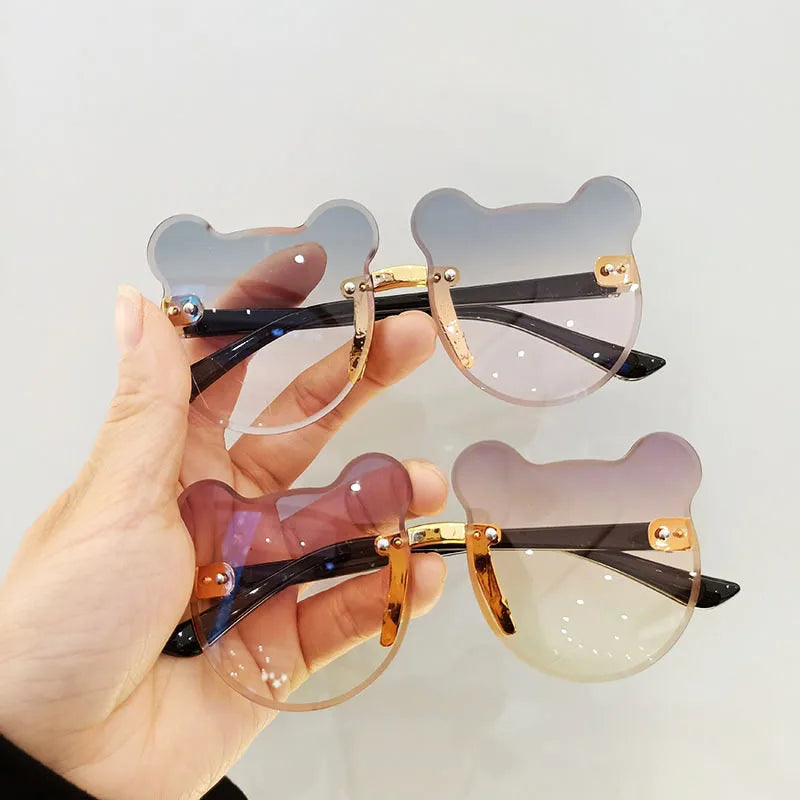Lunettes de soleil pour enfants en forme d'ours lunettes pour enfants dessin animé sans monture UV400 lunettes pour enfants en plein air Anti-éblouissement filles garçons lunettes de soleil