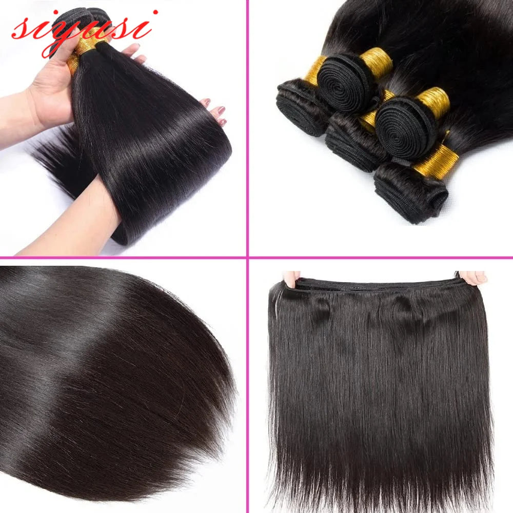Paquets brésiliens de cheveux raides 1/3/4 pièces 100% cheveux humains non transformés paquets droits Extensions de cheveux humains pour les femmes noires