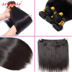 Paquets brésiliens de cheveux raides 1/3/4 pièces 100% cheveux humains non transformés paquets droits Extensions de cheveux humains pour les femmes noires