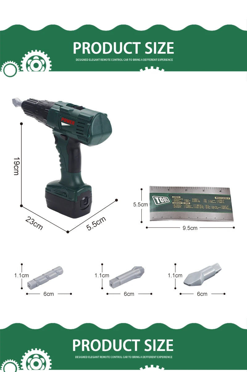Ensemble de perceuse électrique de Simulation de jouet pour enfants, avec des sons réels et des outils de Construction d'action avec jeu de vis de perceuse électrique pour tout-petits