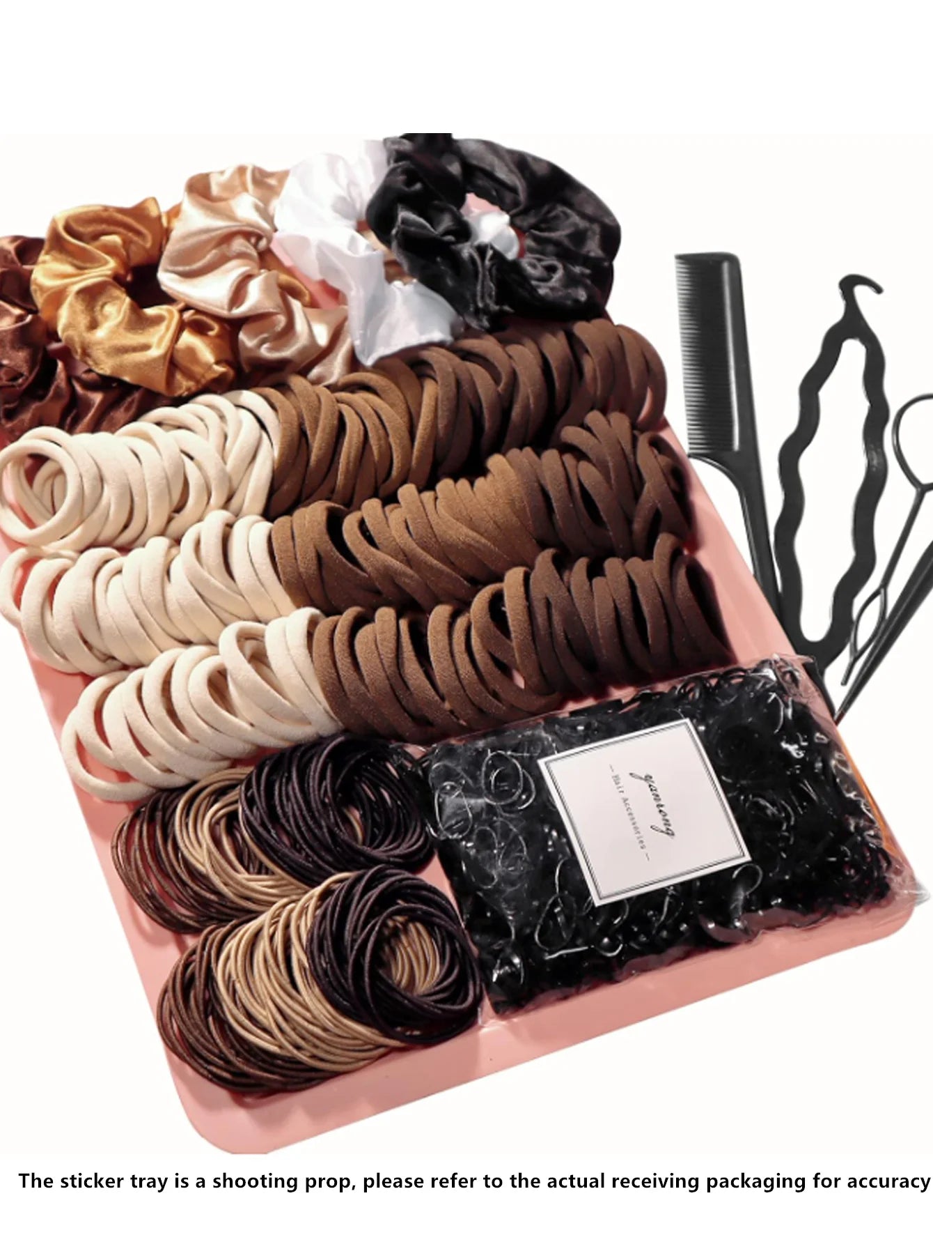 Women's Hair Accessory Set, Seamless, Fashionable, Brown Ponytail Holder, Variety of Scrunchies, Hairbands, Hair Clips