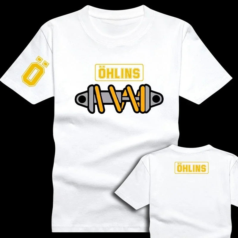 Desktop_Amazing Men's Ohlins Shock Suspension Car Motorcycle Sport Racing T-Shirt Summer Casual Oversized Short Sleeve