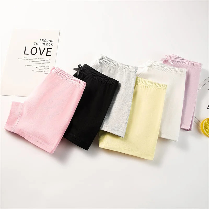 Culottes pour enfants filles, 4 pièces, pantalons de sécurité respirants en coton doux, sous-vêtements de couleur unie, Leggings quatre saisons à la mode pour 2 à 13 ans