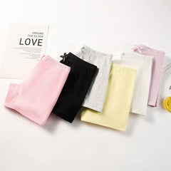 Culottes pour enfants filles, 4 pièces, pantalons de sécurité respirants en coton doux, sous-vêtements de couleur unie, Leggings quatre saisons à la mode pour 2 à 13 ans
