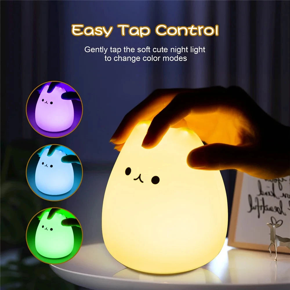 Veilleuse chat pour enfants lampe de nuit mignonne pour pépinière Squishy Silicone chat tactile lumières Portable cadeau pour enfants bébé enfants