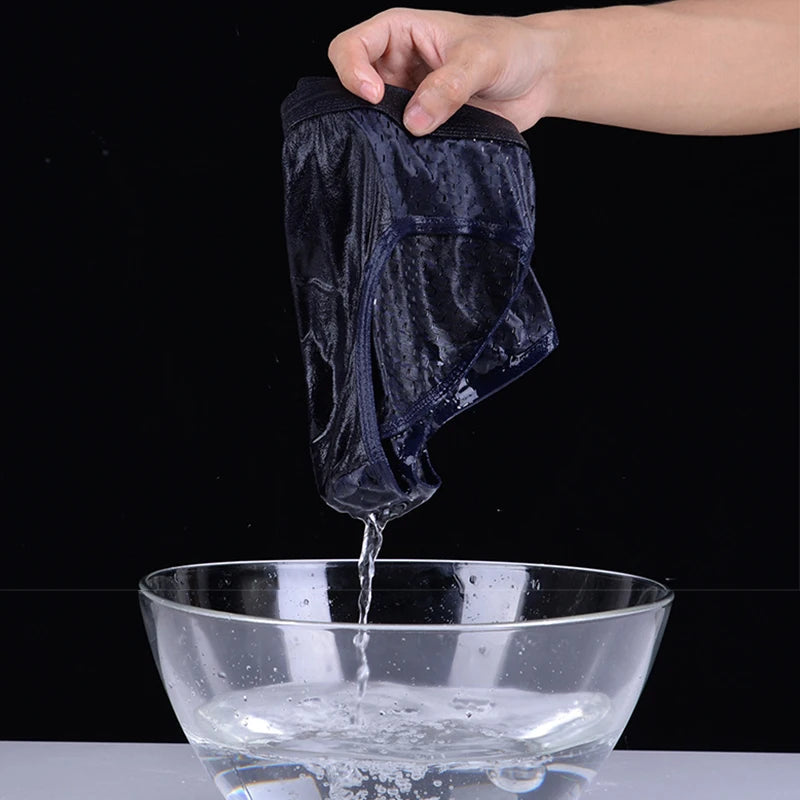 Men's underwear, men's thin and breathable triangle briefs, ice silk briefs, mesh, sexy square angle pants for men's shorts