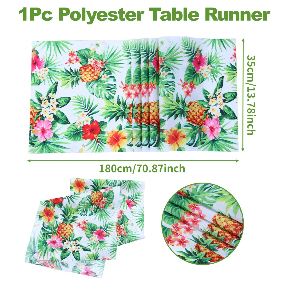 Summer Hawaiian Flower Table Runner, Flamingo Birthday Party Decor for Kids, Aloha Hawaii Tropical Party Supplies, Dining Table Decor
