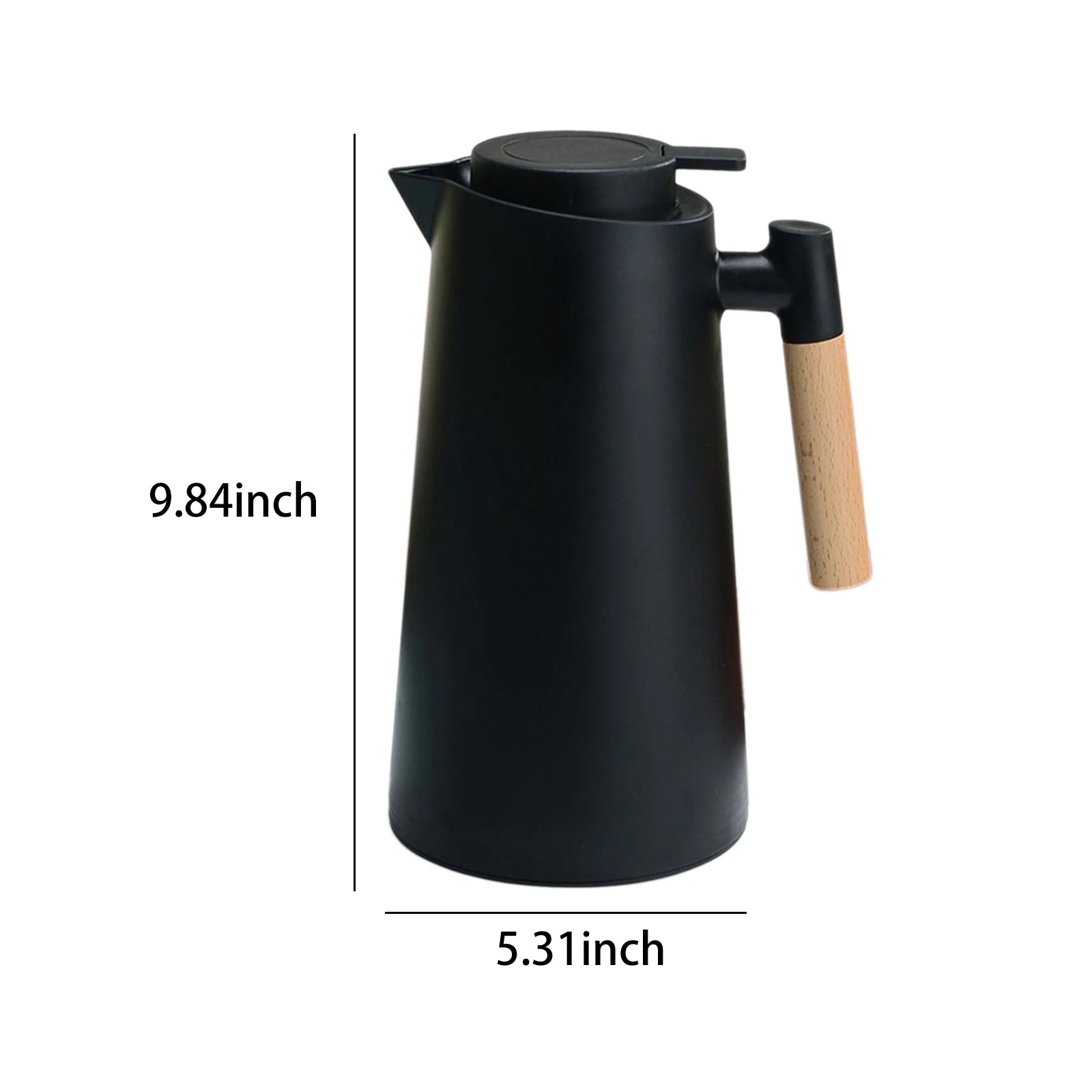 Carafe à café thermique sous vide à double paroi, pot thermos avec poignée en bois, bouilloire isolée, garde au chaud et au froid, 1L