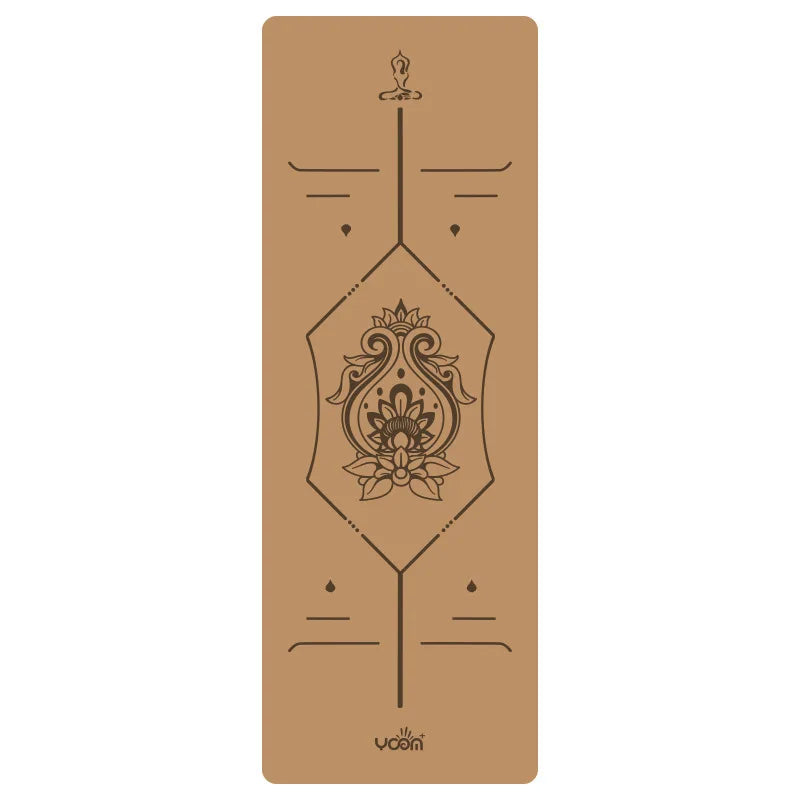 2025 Nouveau tapis de yoga de luxe en liège et caoutchouc naturel avec lignes d'alignement gravées au laser - Absorption des chocs, antidérapant, réduction du bruit