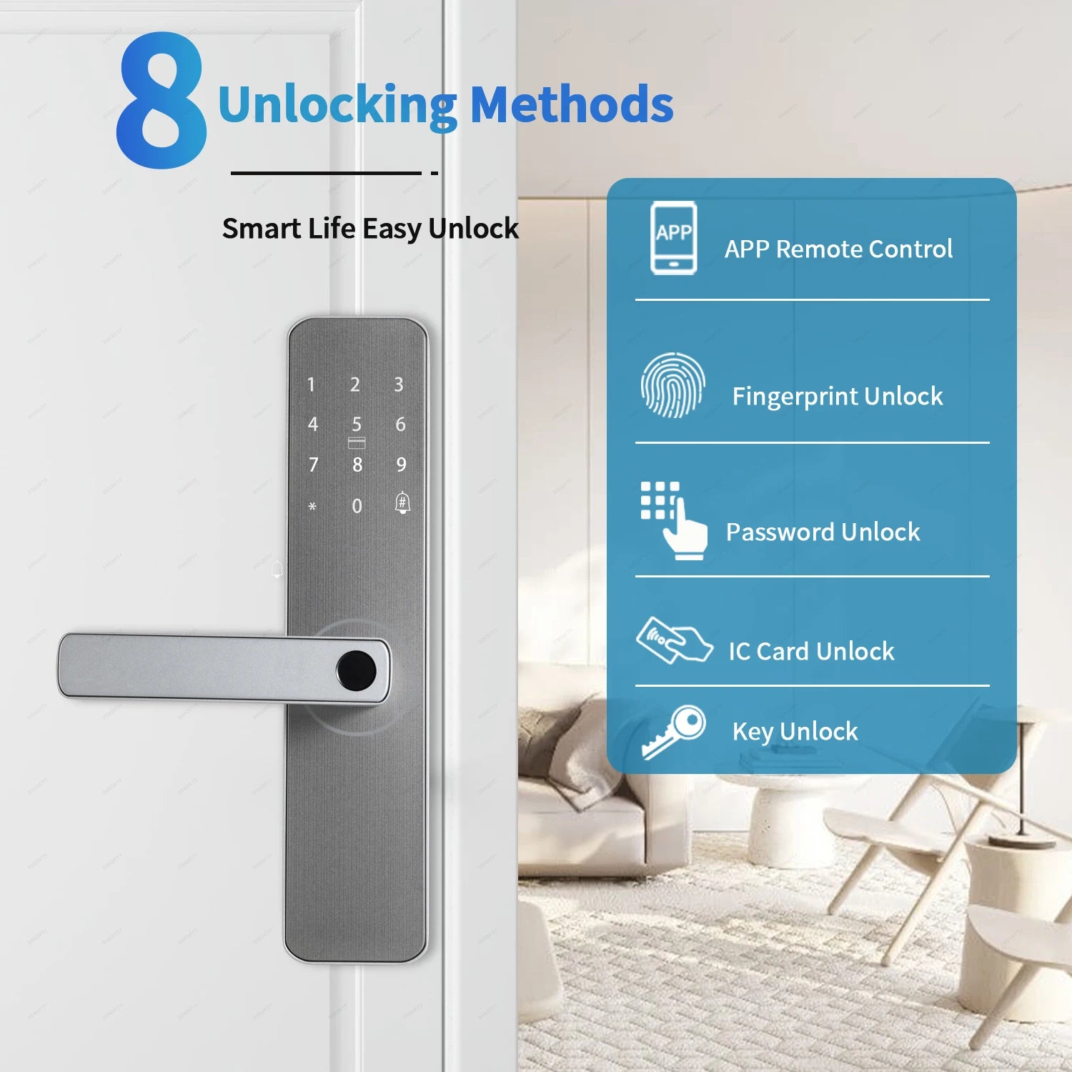 Serrure de porte intelligente pour maison et appartement, caméra d'Arabie Saoudite, WiFi