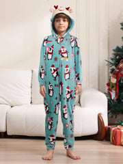 2025 hiver velours chaud doux pyjama famille vêtements de noël ensemble fermeture éclair à capuche combinaison épais ample une pièce costume Homewear Onesie