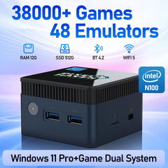 Mini PC avec plus de 38000 jeux et 48 émulateurs, Console de jeu pour PS3/PS2/Wii/WiiU/N64/NES/NDS Windows 11, Retrobat et Playnite N100