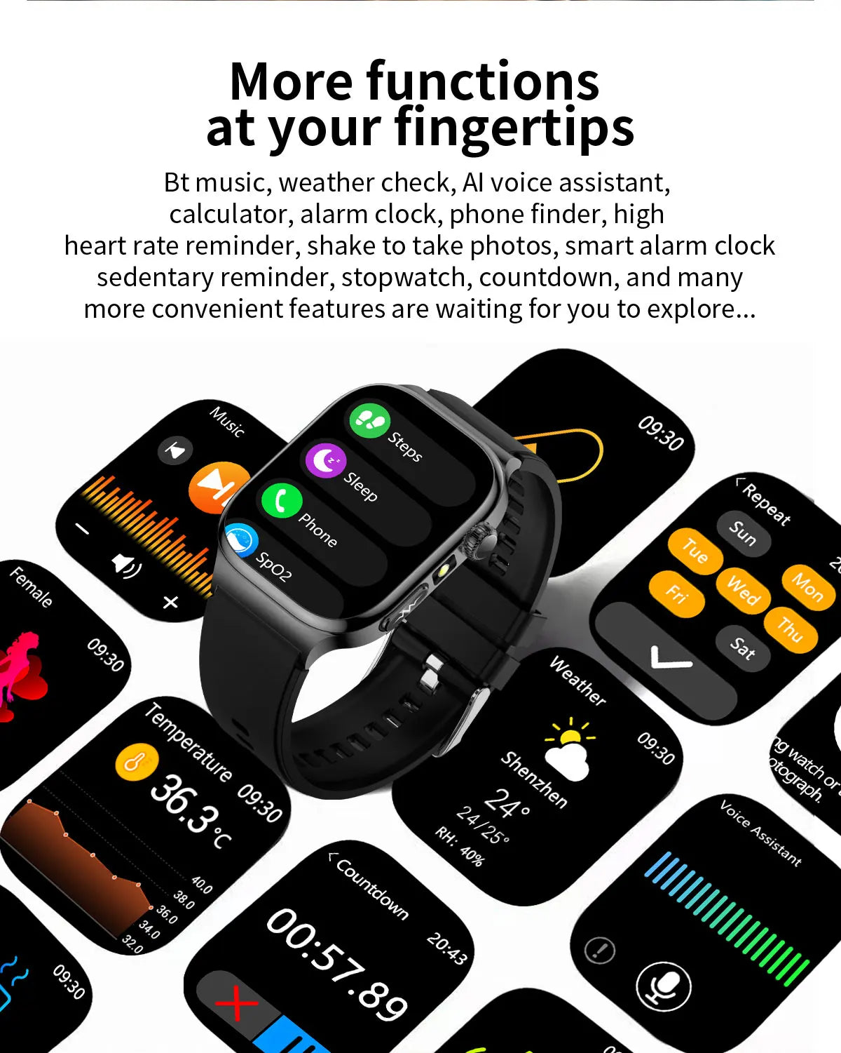 2025 nouvelle montre intelligente 2.04 pouces écran acide urique lipides sanguins composition corporelle cinq détecteurs 650mAh sport HD appel montre intelligente