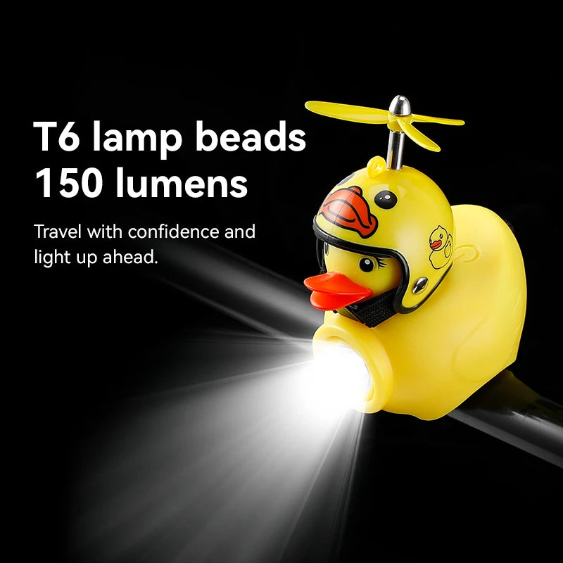 Lumière de vélo pour enfants, équitation de nuit, petit canard jaune, sonnette pour enfants, lampe de poche, phare de vélo pour cyclisme, lampe avant de vélo