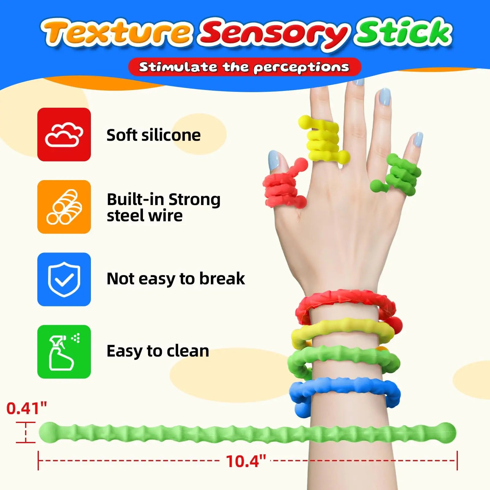 Bâton sensoriel en Silicone, jouets sensoriels Anti-Stress EDC Fidget pour enfants adultes tdah autisme anxiété Gadgets Antistress silencieux