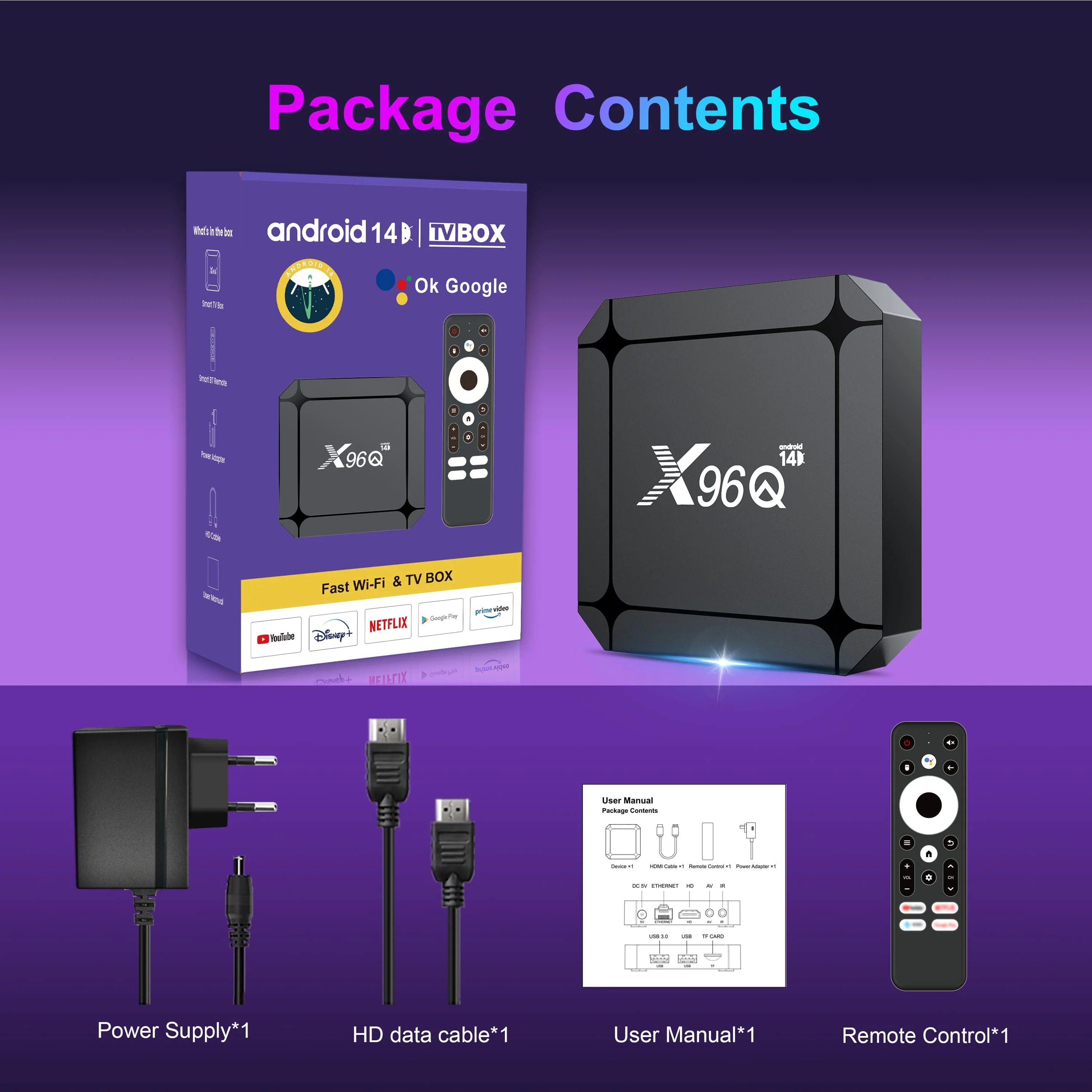 Smart TV Box Android 14 TV BOX X96Q RK3518 Quad Core TV Box Support 4K WIFI6 lecteur multimédia Android TV Box décodeur 2GB 16GB