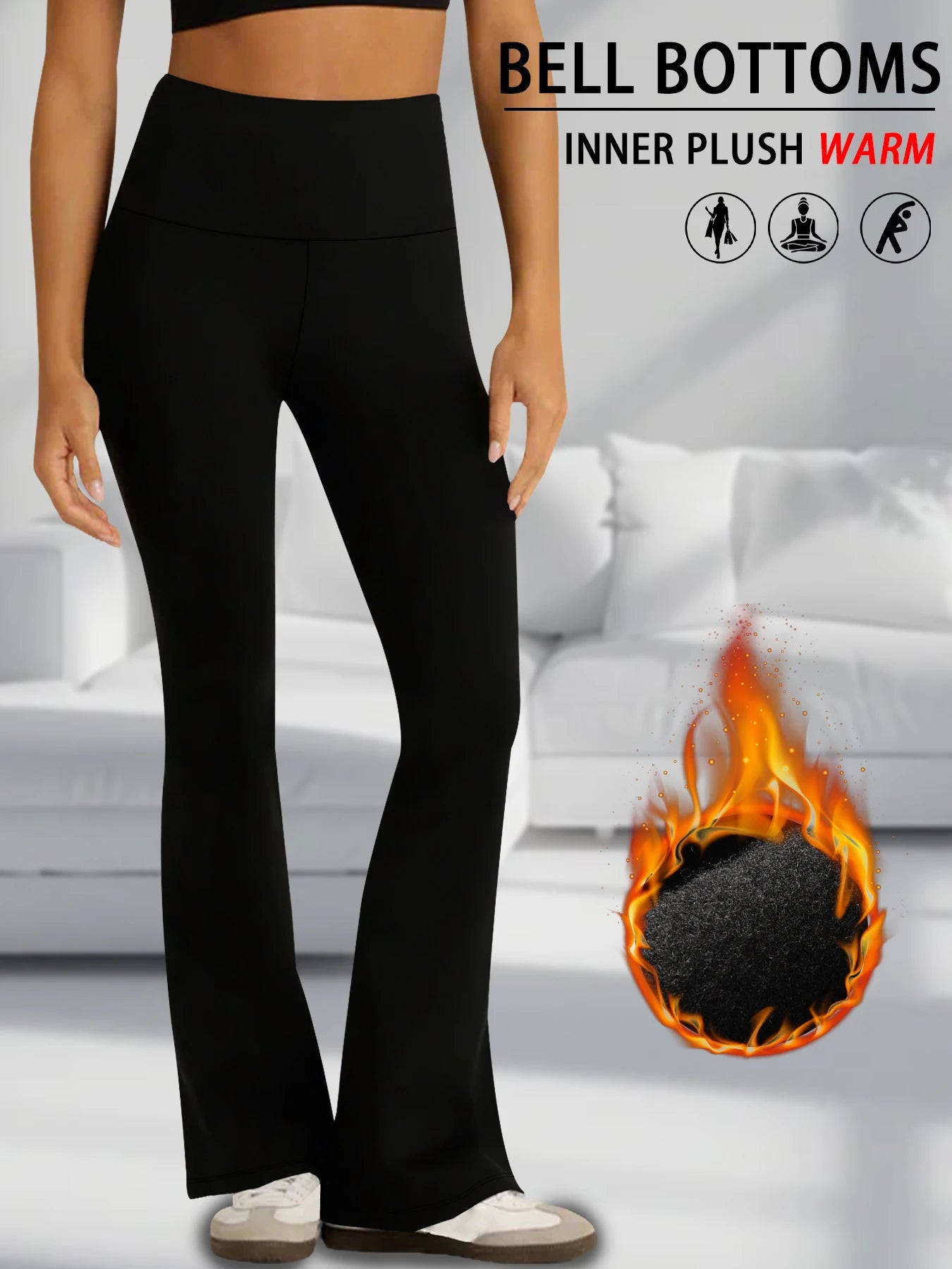 Leggings évasés en polaire taille haute pour femmes, Super doux, contrôle du ventre, pantalon Bootcut doux