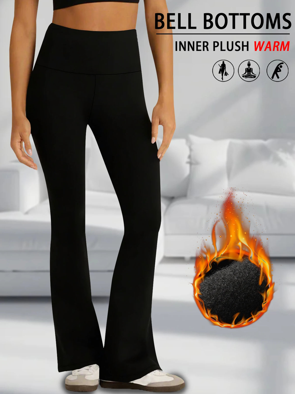 Leggings évasés en polaire taille haute pour femmes, Super doux, contrôle du ventre, pantalon Bootcut doux