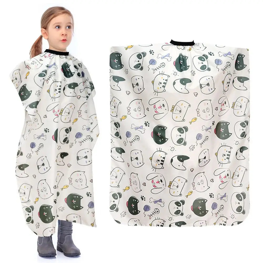 Cape de coupe de cheveux professionnelle pour enfants, dessin animé, enveloppe de barbier, Cape de coiffeur douce pour enfants, Animal Kawaii, robe de coupe imperméable