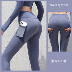 Pantalons de Yoga avec poche pour femmes, Leggings pour Fitness, en Nylon, taille haute, longs, collants Push UP, vêtements de gymnastique, 2024