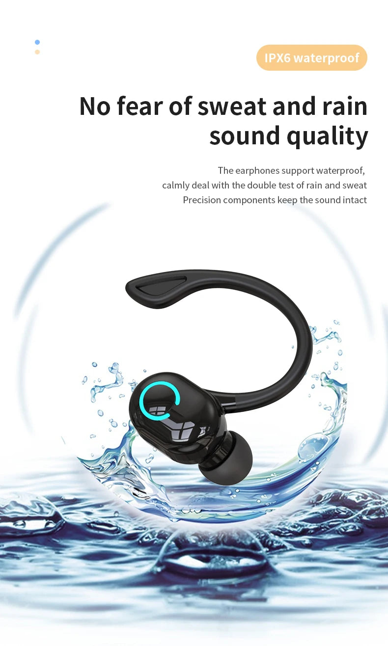 Écouteurs sans fil Bluetooth 5.0, oreillettes intra-auriculaires simples, étanches, TWS, mains libres, pour sport
