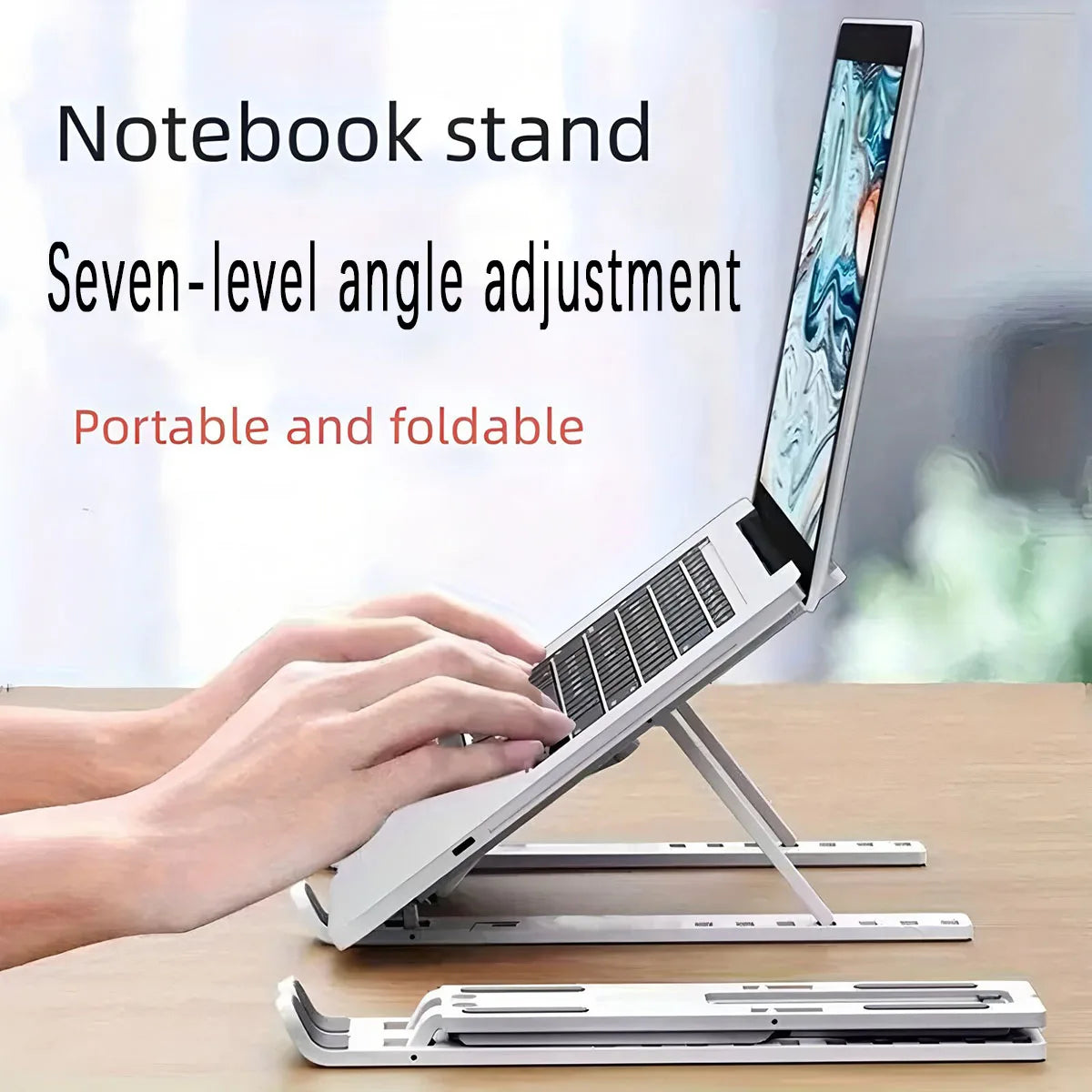 Support pour ordinateur portable, sept niveaux réglables, support pliable pour tablette de rehaussement et de refroidissement pour ordinateur portable