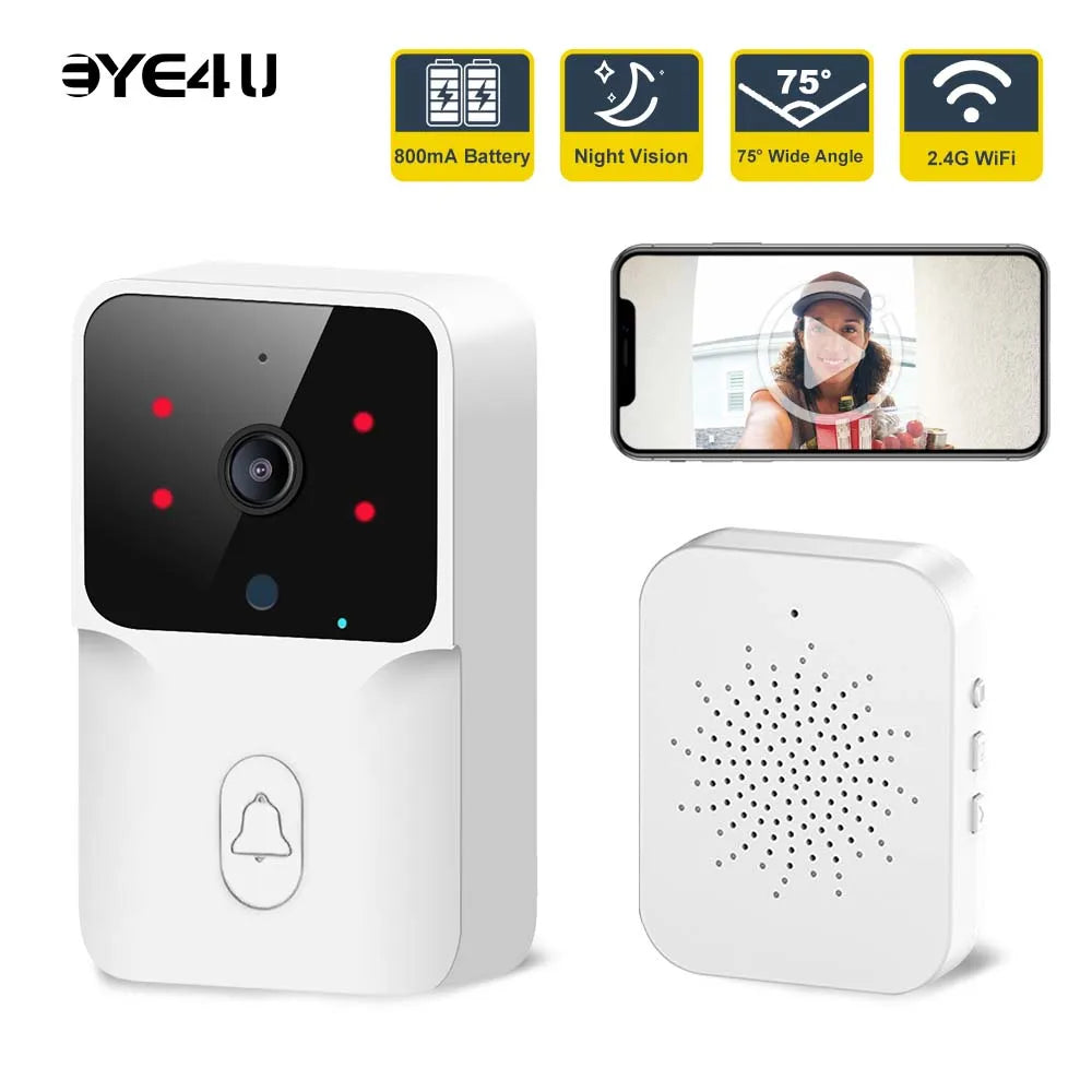 Sonnette vidéo WiFi sans fil pour téléphone, système d'interphone bidirectionnel, Vision nocturne IR, sonnette de sécurité pour maison intelligente, moniteur de caméra