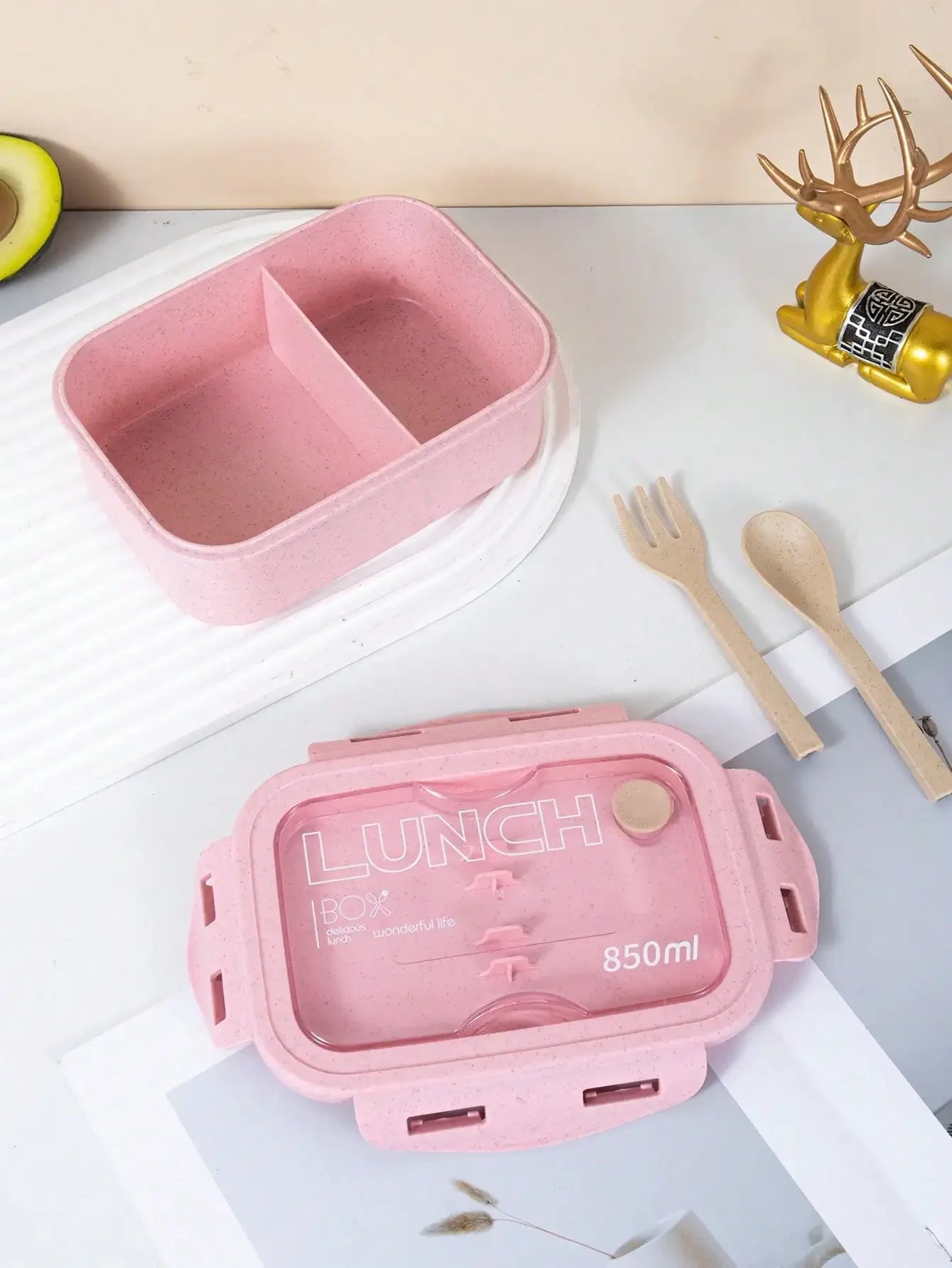 Boîte à déjeuner 1 pièce, boîte à déjeuner, forme carrée de couleur unie pour la journée des employés de bureau, scellée avec une vaisselle, boîte à repas pour four à micro-ondes