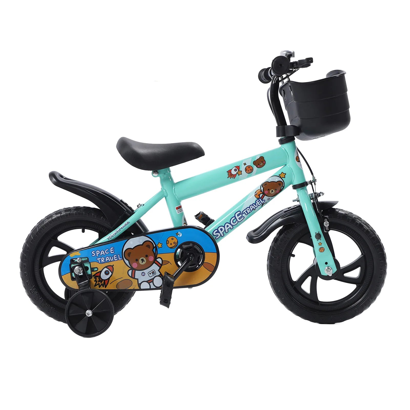 12-inch children's bicycle, stable ride, high-carbon steel frame, baby bike with training wheels for children aged 2 to 6 years