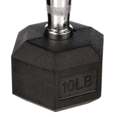 Paire d'haltères hexagonaux recouverts de caoutchouc de 10 lb, noir, conception sans rouleau pour la salle de sport à domicile, l'entraînement de force et l'haltérophilie