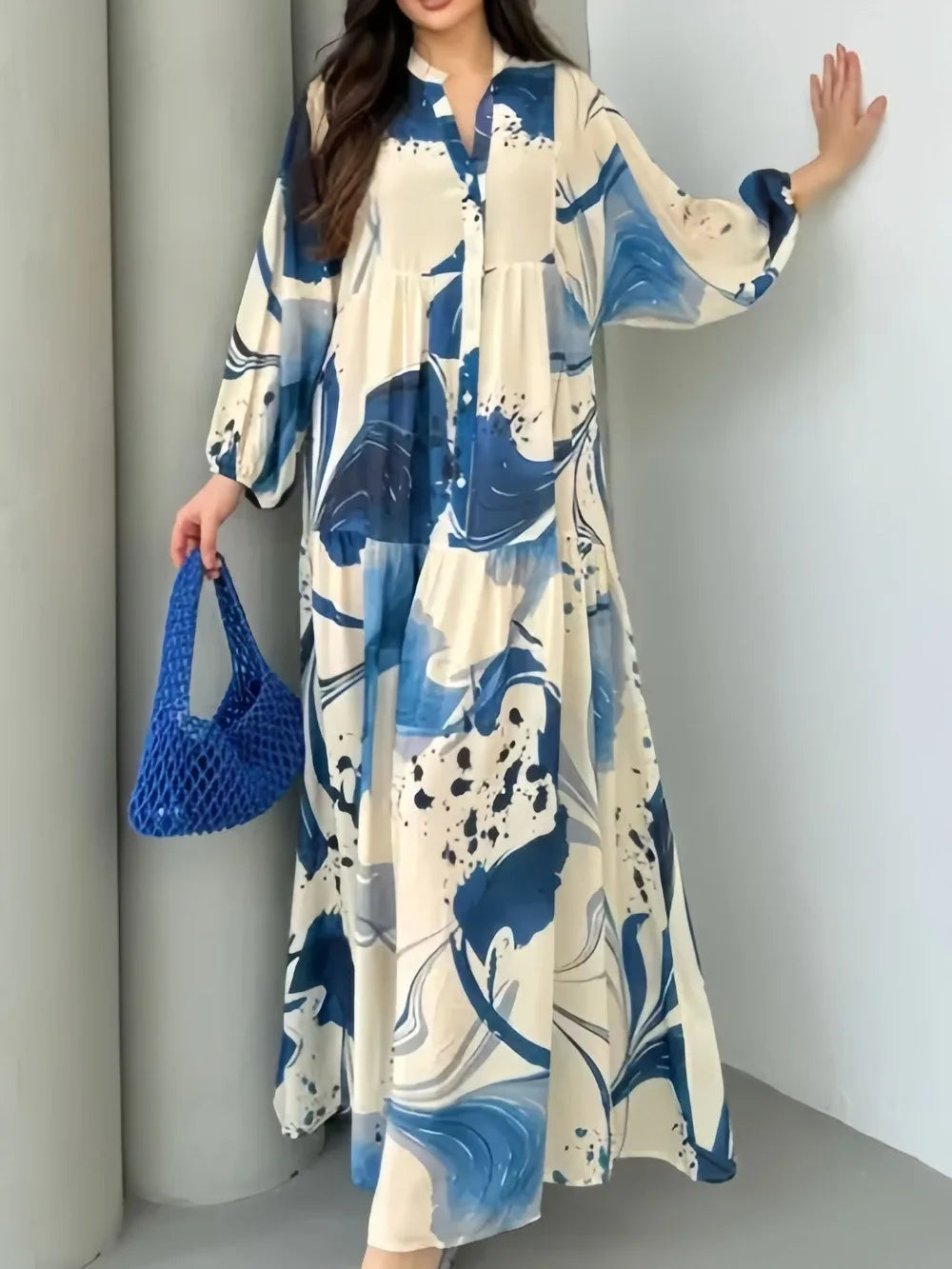 Eid Women's Abaya Dress, Muslim Loose Buttoned Dubai Dresses, Largos Long Dresses, Caftan, Arabic Party Dress, Caftan Jalabiya, Ramadan Dress