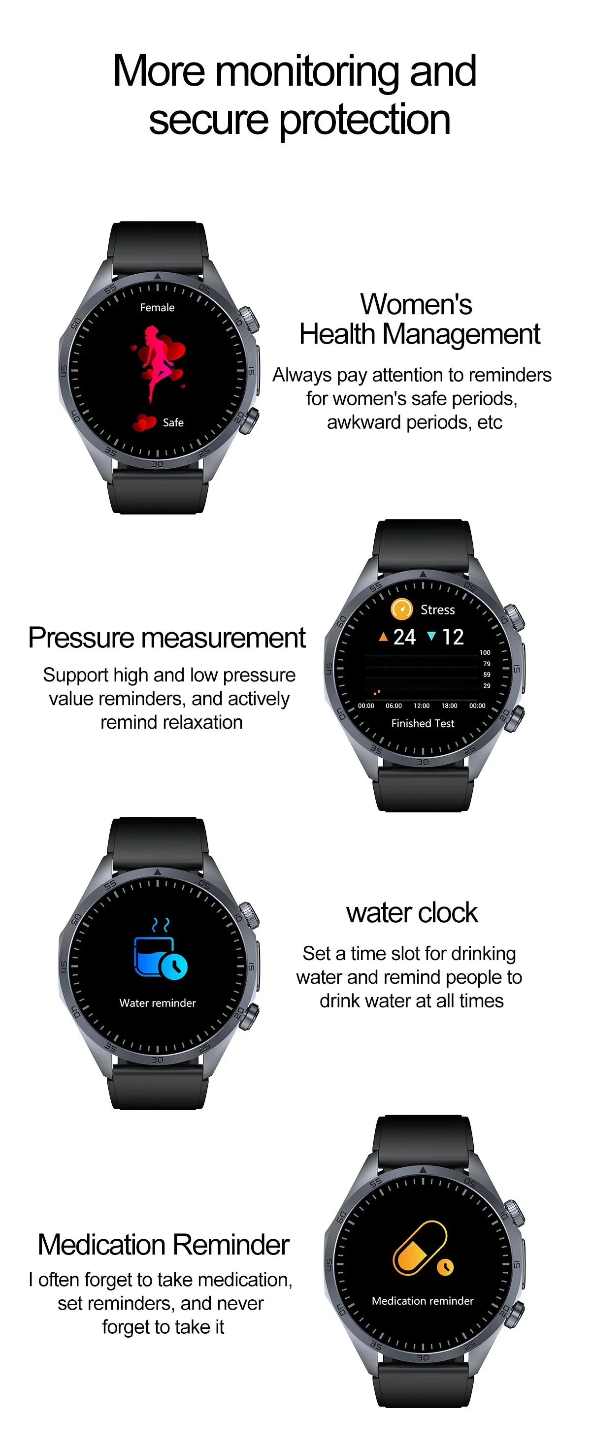 2025 nouvelle montre intelligente hommes pour huawei pression artérielle santé montre CES sommeil pulsé thérapeutique acide urique lipides sanguins graisse corporelle
