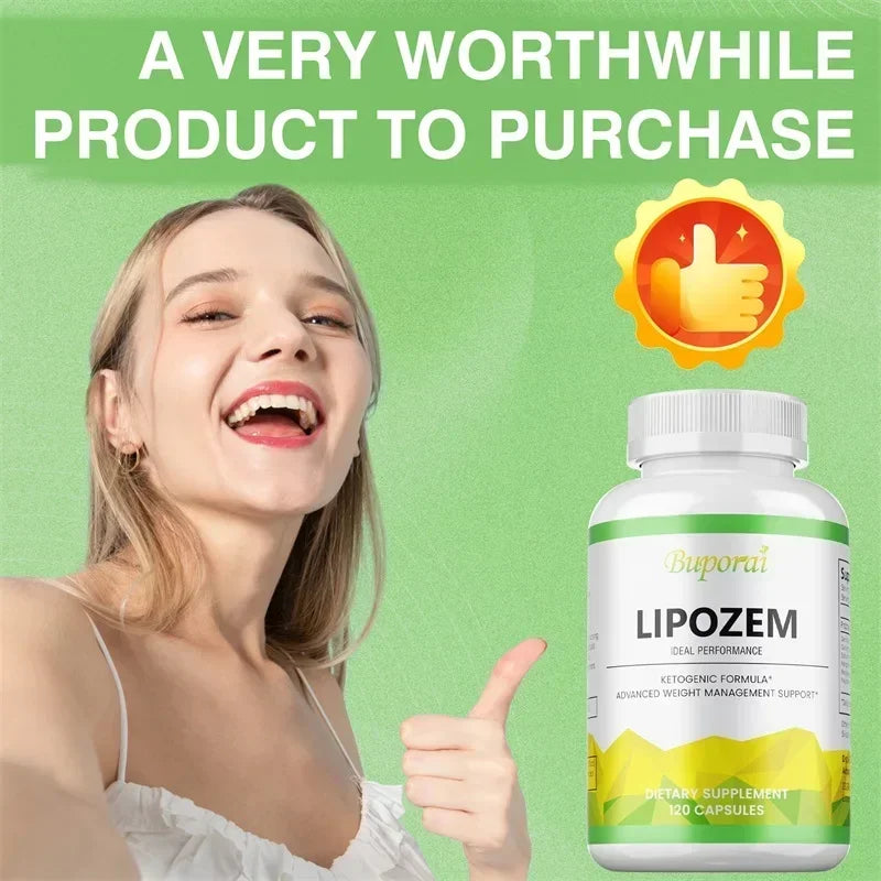 Lipozem naturel - Suppresseur d'appétit, brûleur de graisse, soulage le gonflage et le constipation, améliore le métabolisme - 120 capsules