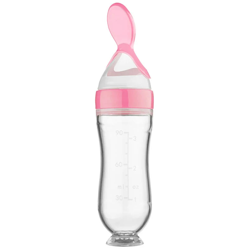 BiSantos à presser en silicone pour bébé, cuillère d'entraînement pour nouveau-né, mangeoire à céréales pour bébé, supplément alimentaire, ustensiles sûrs
