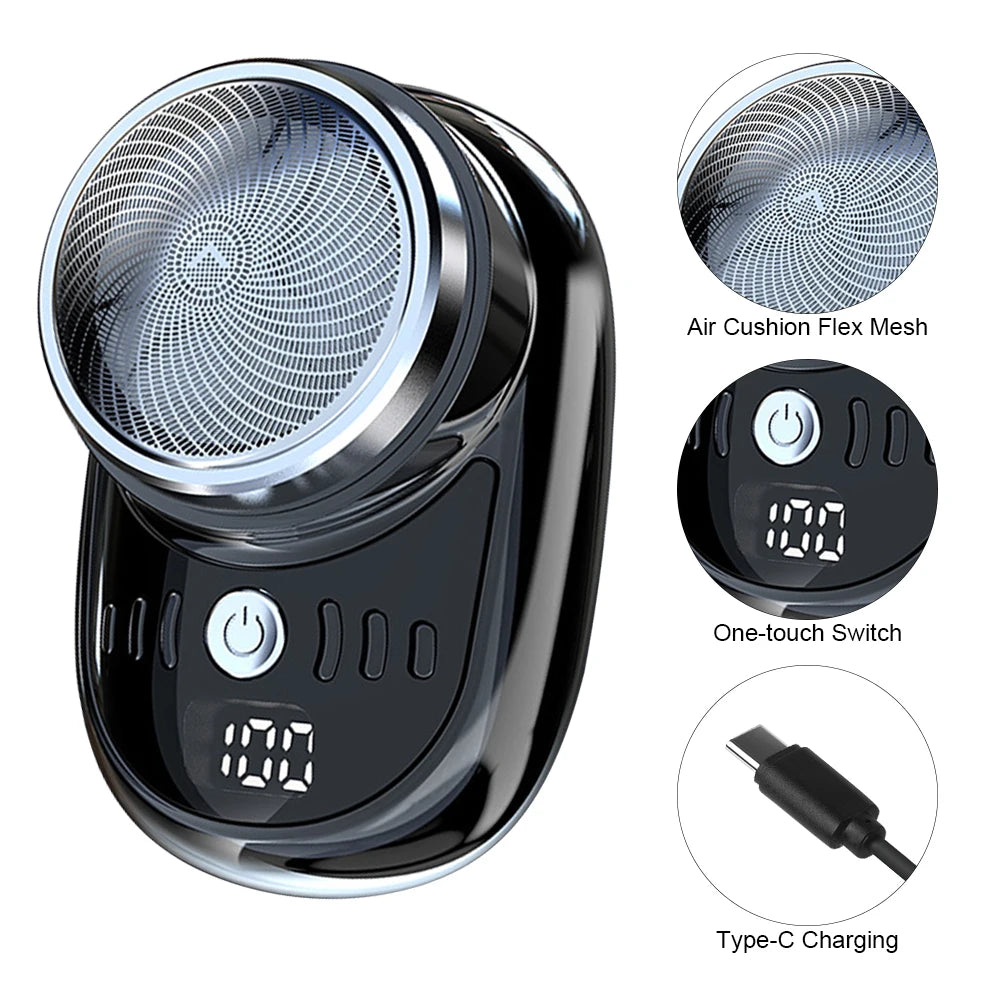 Mini rasoir électrique de voyage pour hommes, avec affichage numérique, tondeuse à barbe, lavable, Rechargeable, format de poche, Portable