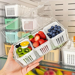 Boîtes de rangement pour réfrigérateur à 3 grilles, organisateur d'ail, oignon, poivre, fruits et légumes, bac à légumes, bac à légumes, conteneurs scellés de cuisine ﻿