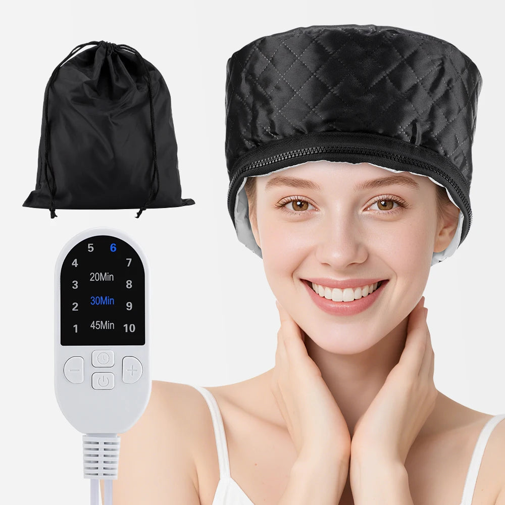 Bonnet chauffant SPA pour cheveux naturels noirs, masque capillaire à 10 niveaux, bonnet chauffant pour le traitement des cheveux, usage domestique